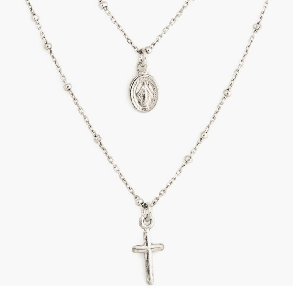 Speidel Cross & Miraculous Medal Pendant Necklace